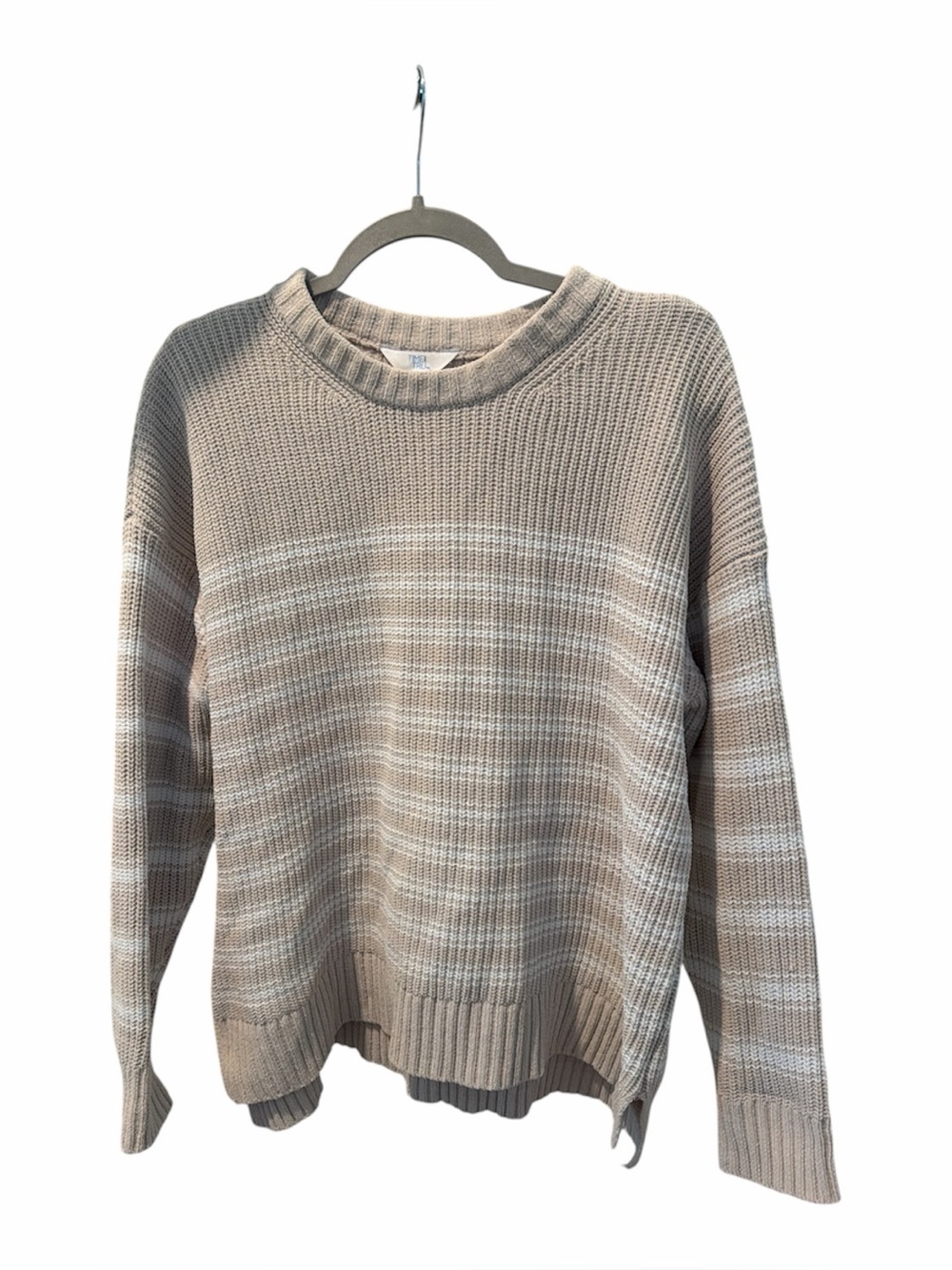 TIME & TRU Beige & White Striped Sweater size XL 16-18